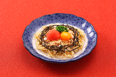 たらこと湯葉とモッツァレラチーズのカルボナーラ